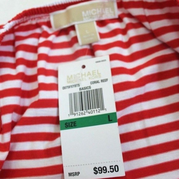 Michael Kors Striped Off-Shoulder Peasant Blouse Size Large - Picture 8 of 8